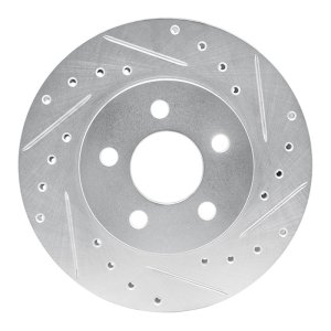 Chrysler Voyager Brake Rotor (1) - Front Right - R1 Concepts - Drilled & Slotted - Silver - `96-`00